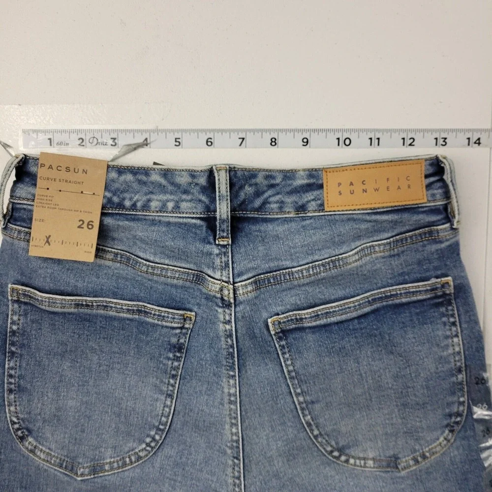 NWT Pacsun curve straight jeans size 26 wonmens 1851 blue denim 26x27‎
